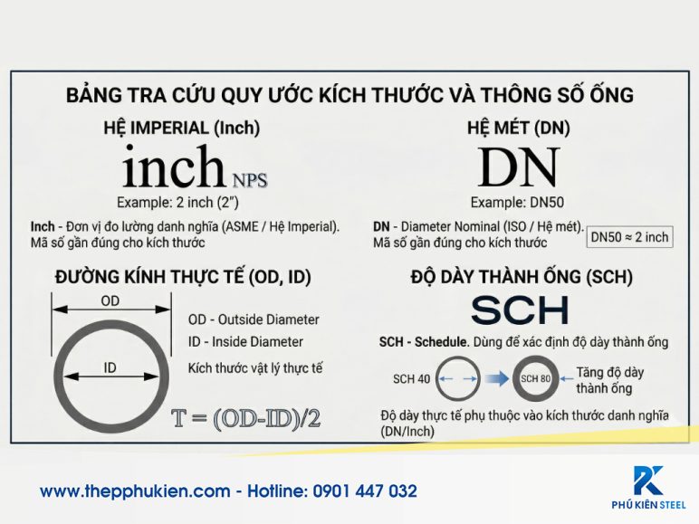Giới thiệu các ký hiệu kích thước ống thép thông dụng